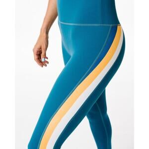 Zyia Janis Light N Tight Leggings Blue High Rise Side Stripe Pull On Sz 6-8‎